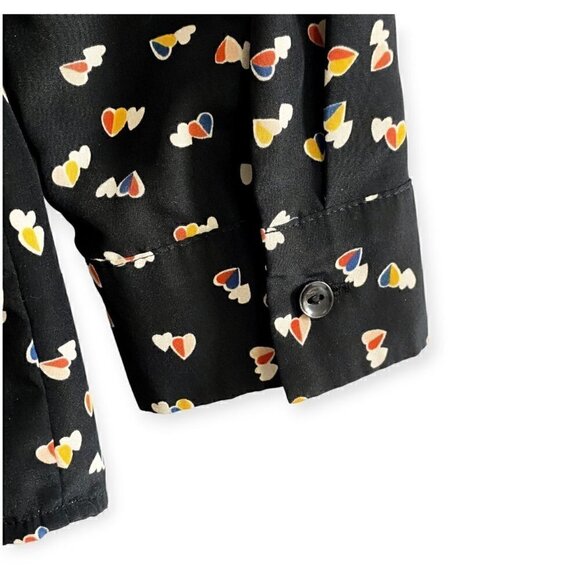 Uniqlo Black Heart print tie neck blouse, size XS - Picture 6 of 10